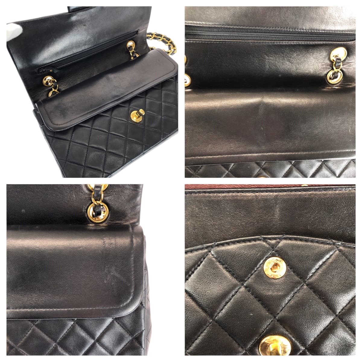 15133
CHANEL シャネル マトラッセ ダブルフラップ ココマーク ターンロック ブラック 黒 ゴールド金具 ラムスキン チェーンショルダーバッグ  レディース