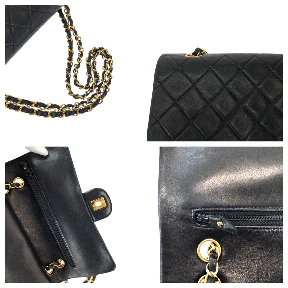 15133
CHANEL シャネル マトラッセ ダブルフラップ ココマーク ターンロック ブラック 黒 ゴールド金具 ラムスキン チェーンショルダーバッグ  レディース