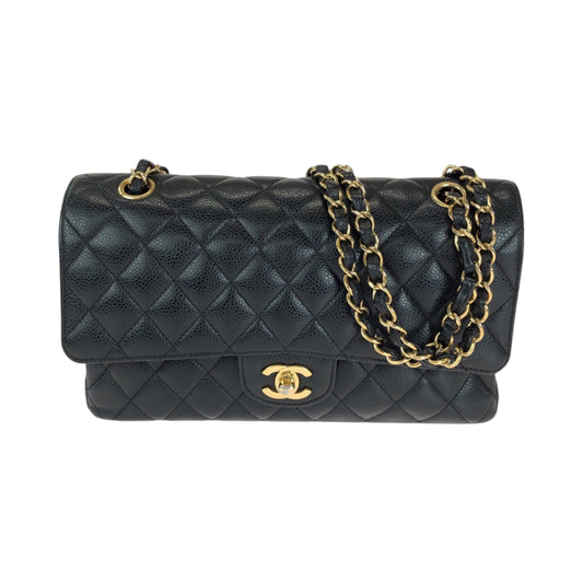 15134
CHANEL シャネル マトラッセ ダブルフラップ ココマーク ターンロック ブラック 黒 ゴールド金具 キャビアスキン チェーンショルダーバッグ  レディース A880
