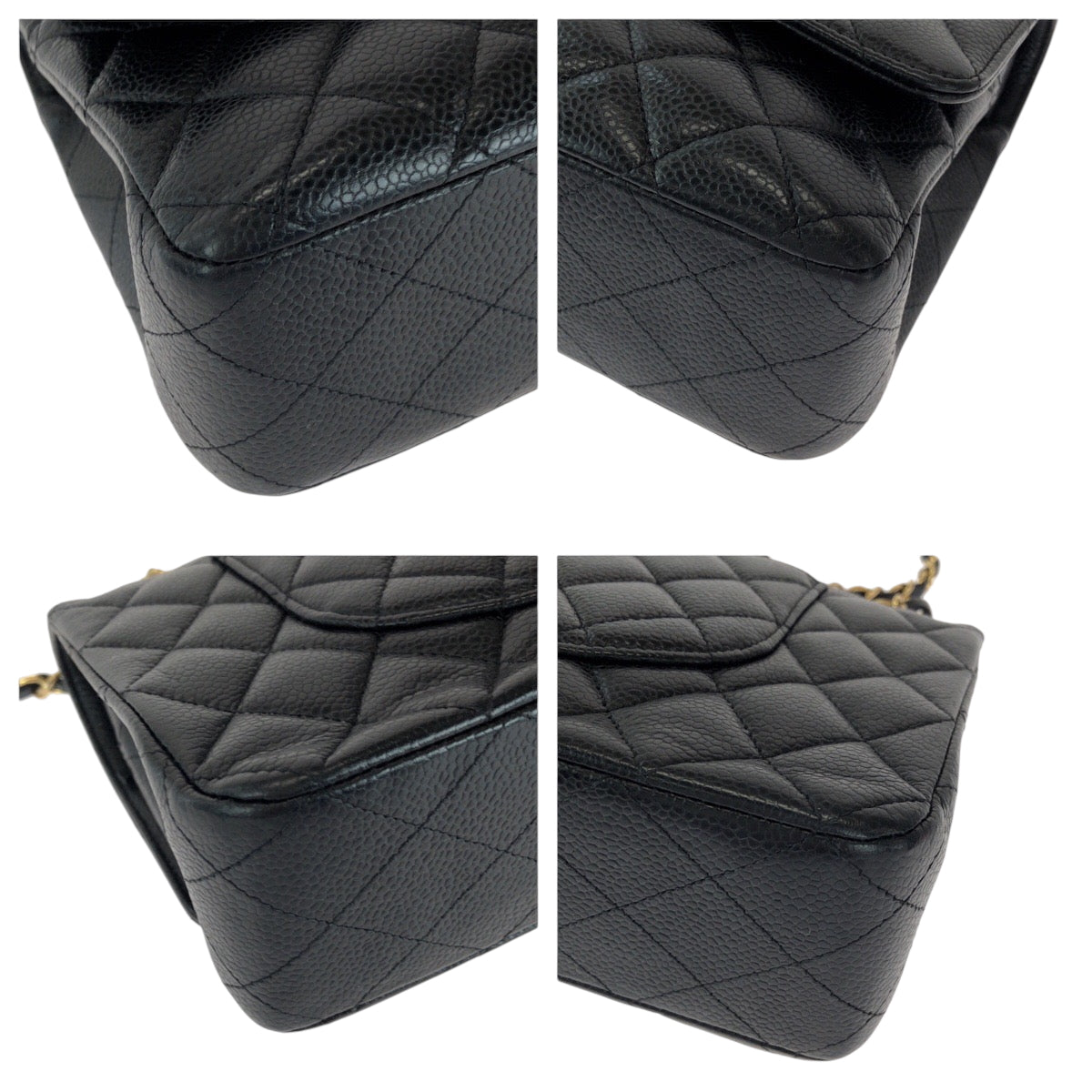 15134
CHANEL シャネル マトラッセ ダブルフラップ ココマーク ターンロック ブラック 黒 ゴールド金具 キャビアスキン チェーンショルダーバッグ  レディース A880