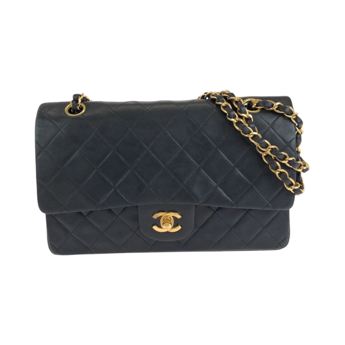 15135
CHANEL シャネル マトラッセ Wフラップ ココマーク ターンロック ブラック 黒 ゴールド金具 ラムスキン チェーンショルダーバッグ 肩掛け  レディース