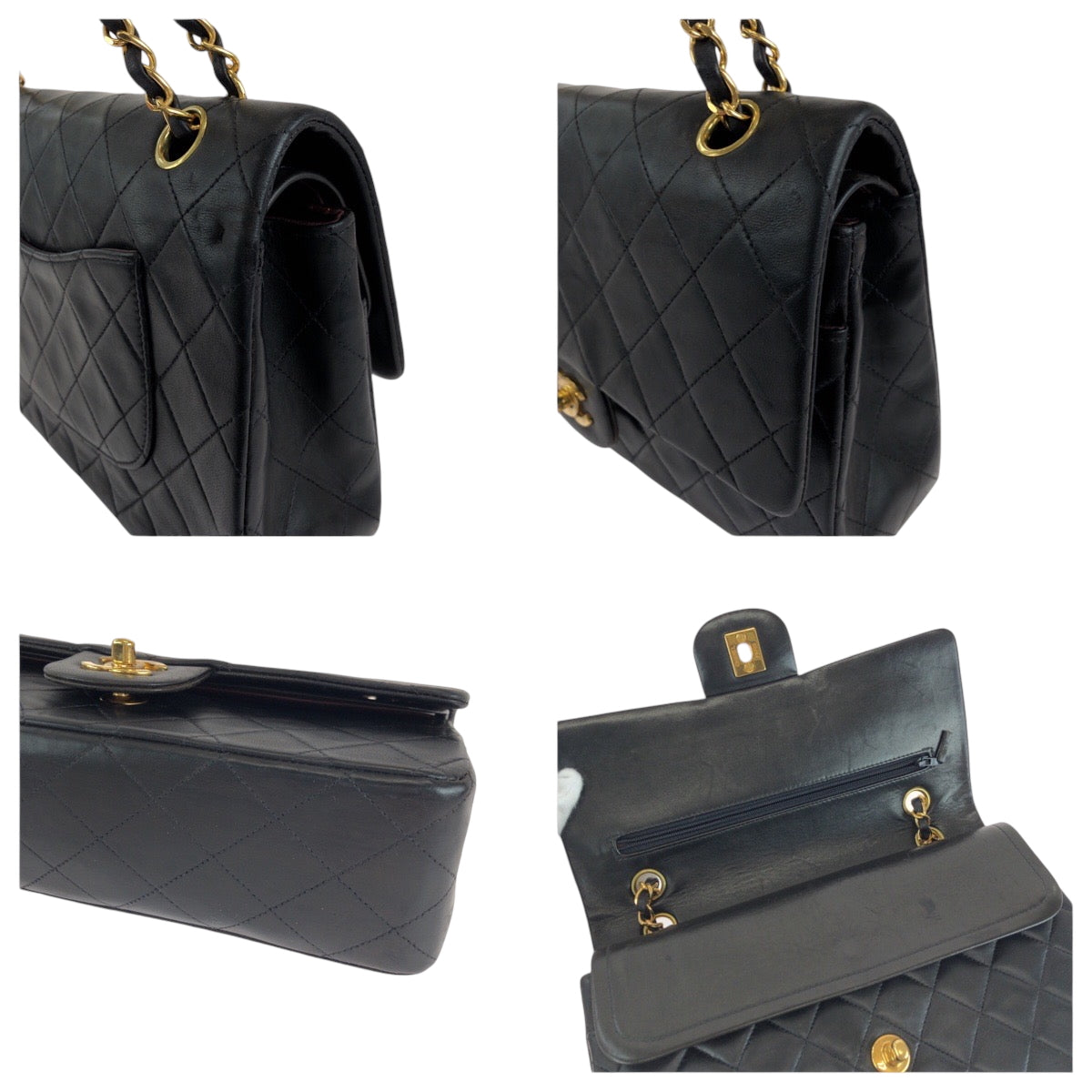 15135
CHANEL シャネル マトラッセ Wフラップ ココマーク ターンロック ブラック 黒 ゴールド金具 ラムスキン チェーンショルダーバッグ 肩掛け  レディース