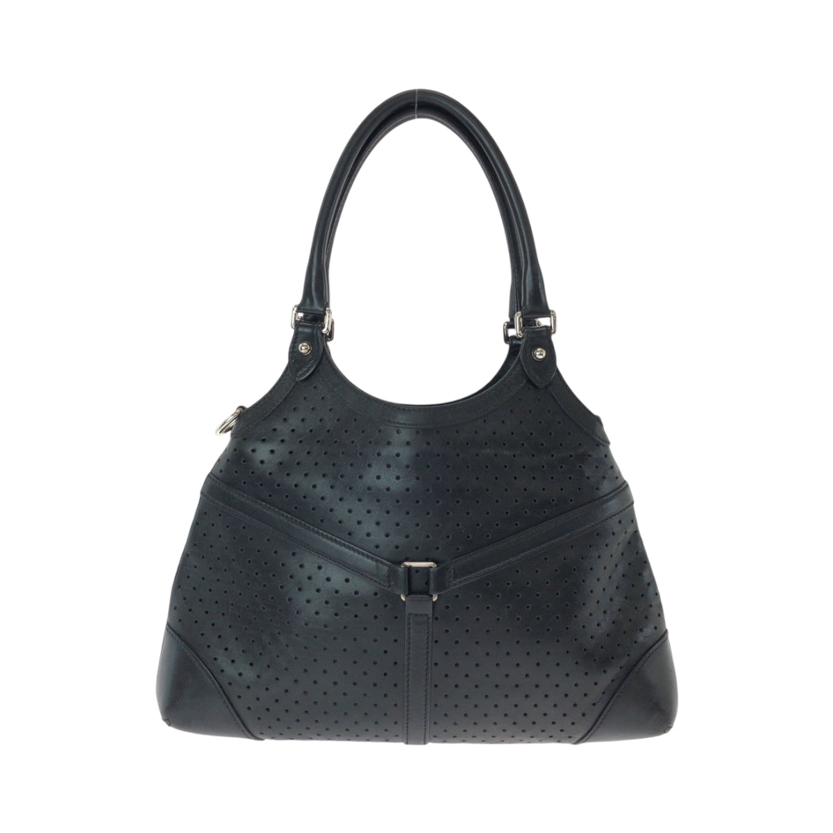 15138
GUCCI グッチ インターロッキング ブラック 黒 シルバー金具 レザー 114875 ホーボー ショルダーバッグ 肩掛け  レディース