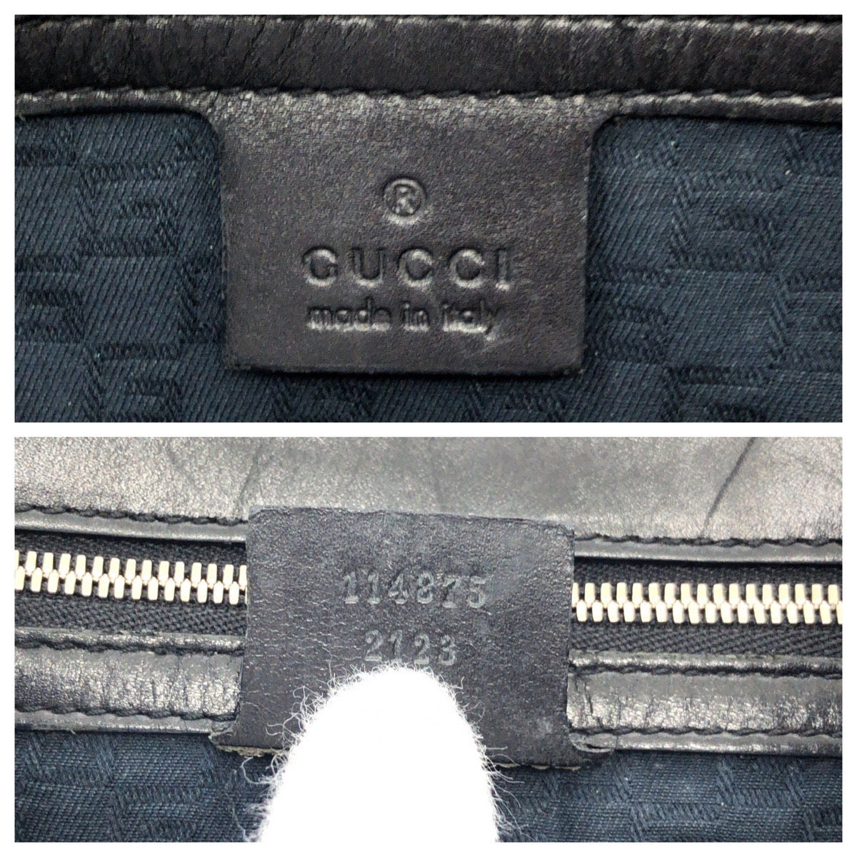 15138
GUCCI グッチ インターロッキング ブラック 黒 シルバー金具 レザー 114875 ホーボー ショルダーバッグ 肩掛け  レディース