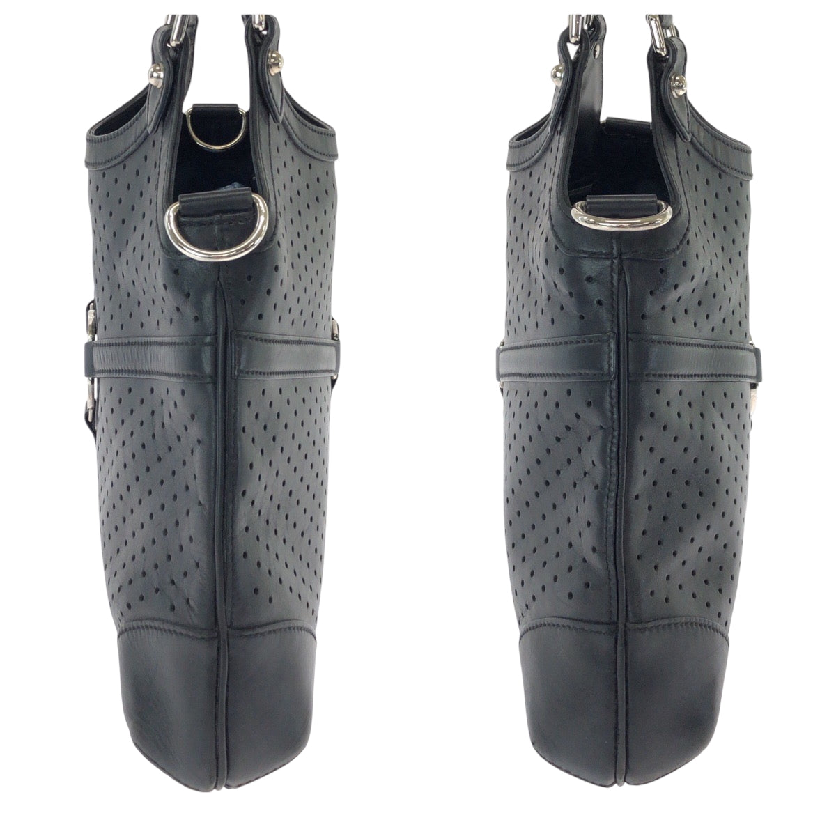15138
GUCCI グッチ インターロッキング ブラック 黒 シルバー金具 レザー 114875 ホーボー ショルダーバッグ 肩掛け  レディース