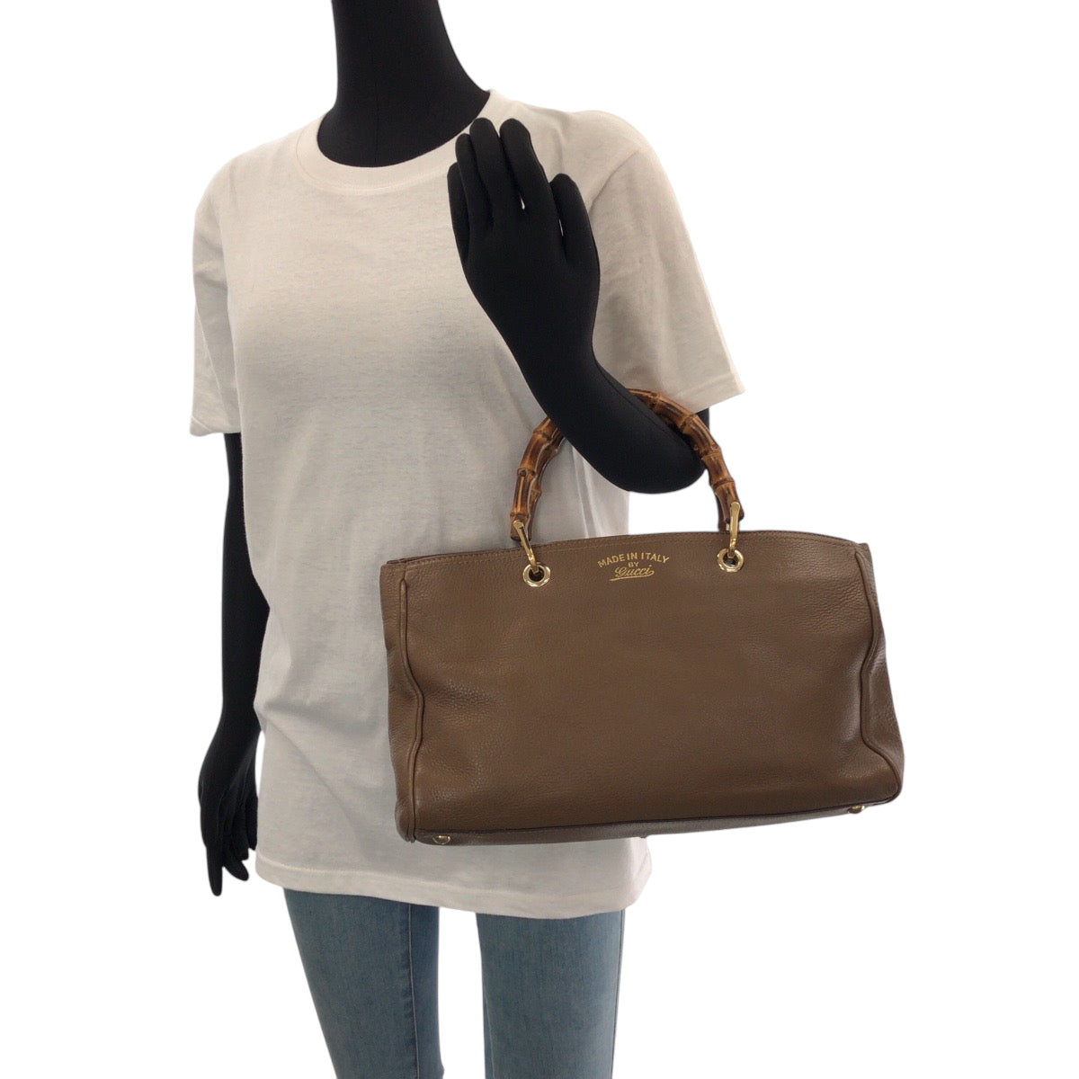 15139
GUCCI グッチ バンブー ブラウン ゴールド金具 レザー 323660 ハンドバッグ トートバッグ  レディース
