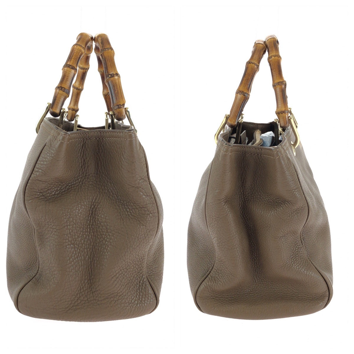 15139
GUCCI グッチ バンブー ブラウン ゴールド金具 レザー 323660 ハンドバッグ トートバッグ  レディース