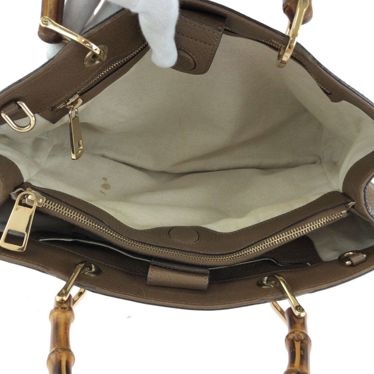 15139
GUCCI グッチ バンブー ブラウン ゴールド金具 レザー 323660 ハンドバッグ トートバッグ  レディース