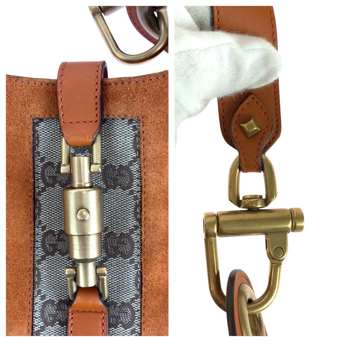 15140
GUCCI グッチ ジャッキー オレンジ ゴールド金具 GGキャンバス / スウェード / レザー 120885 ハンドバッグ ショルダーバッグ  レディース