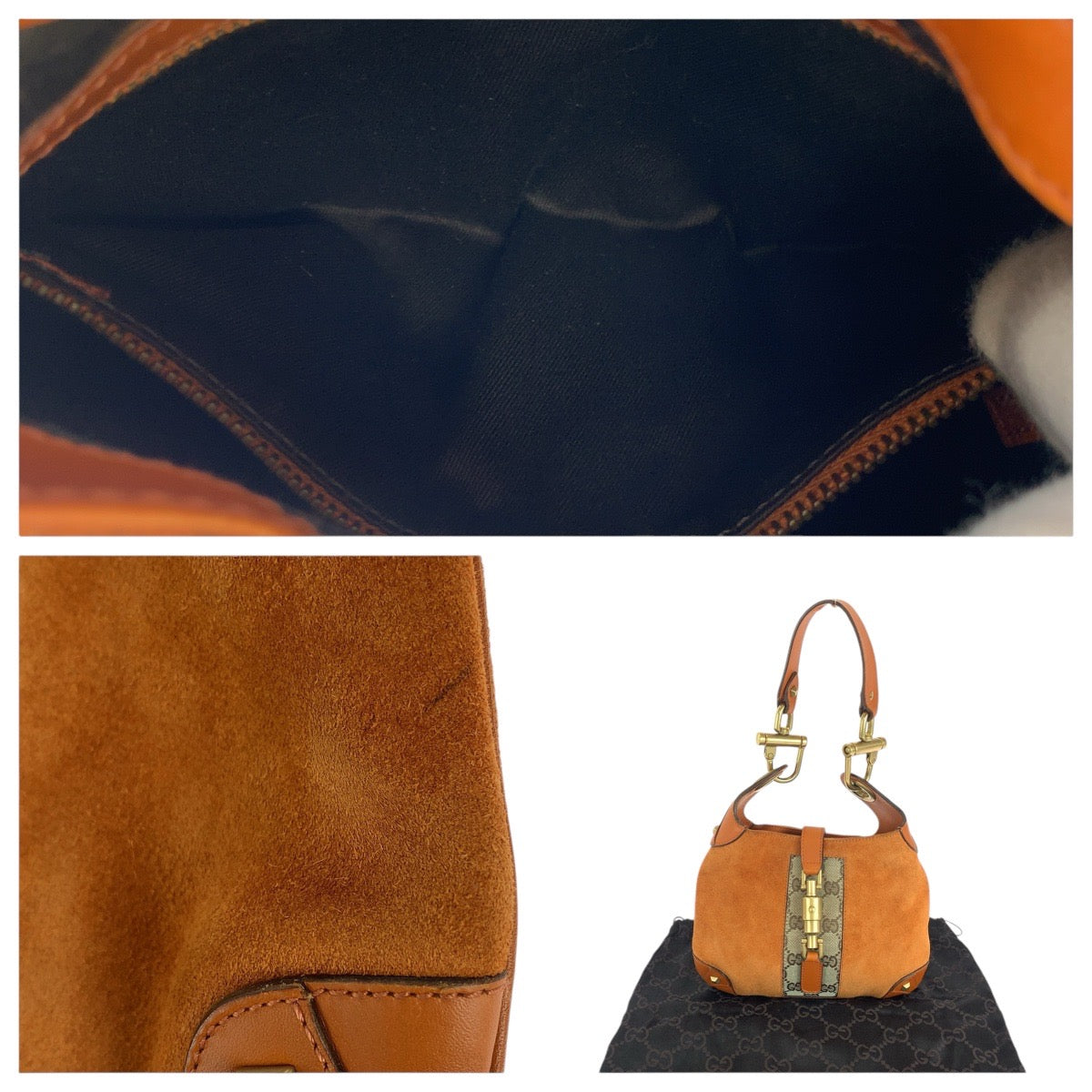 15140
GUCCI グッチ ジャッキー オレンジ ゴールド金具 GGキャンバス / スウェード / レザー 120885 ハンドバッグ ショルダーバッグ  レディース