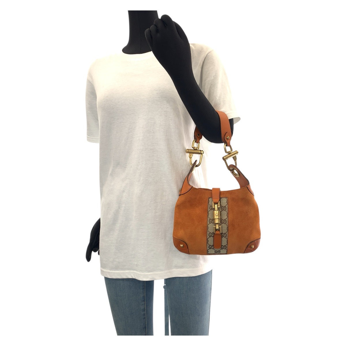 15140
GUCCI グッチ ジャッキー オレンジ ゴールド金具 GGキャンバス / スウェード / レザー 120885 ハンドバッグ ショルダーバッグ  レディース