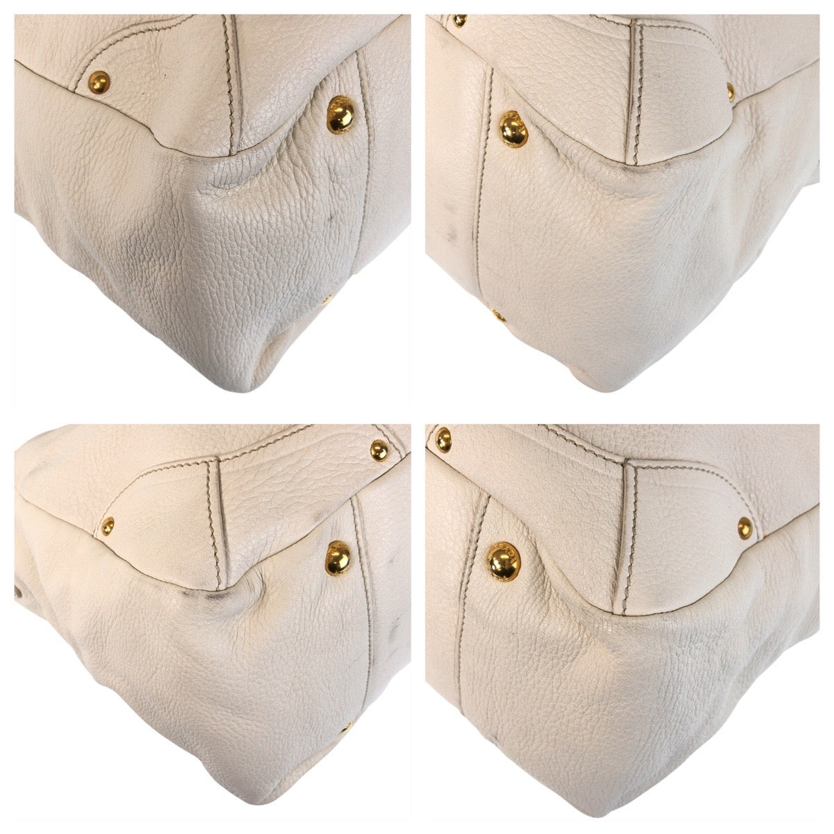 15141
 
PRADA Vitello Dino White Ivory Gold Hardware Leather Tote Bag Shoulder Bag 2way Women's