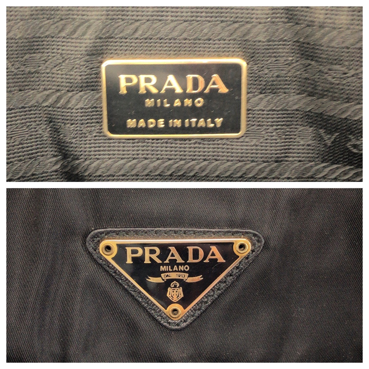 15145
PRADA プラダ ヴィンテージ キルティング テスート 三角ロゴプレート ブラック 黒 ゴールド金具 ナイロン チェーントートバッグ ショルダーバッグ  レディース