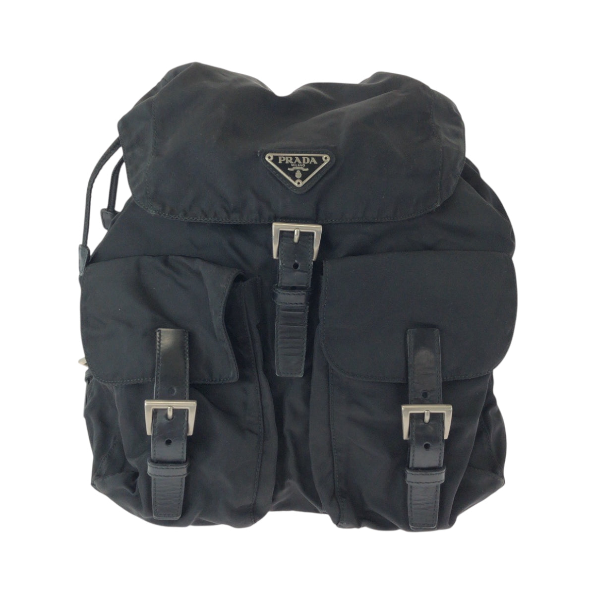 15150
PRADA プラダ テスート 三角ロゴプレート ブラック シルバー金具 ナイロン リュックサック バックパック  レディース