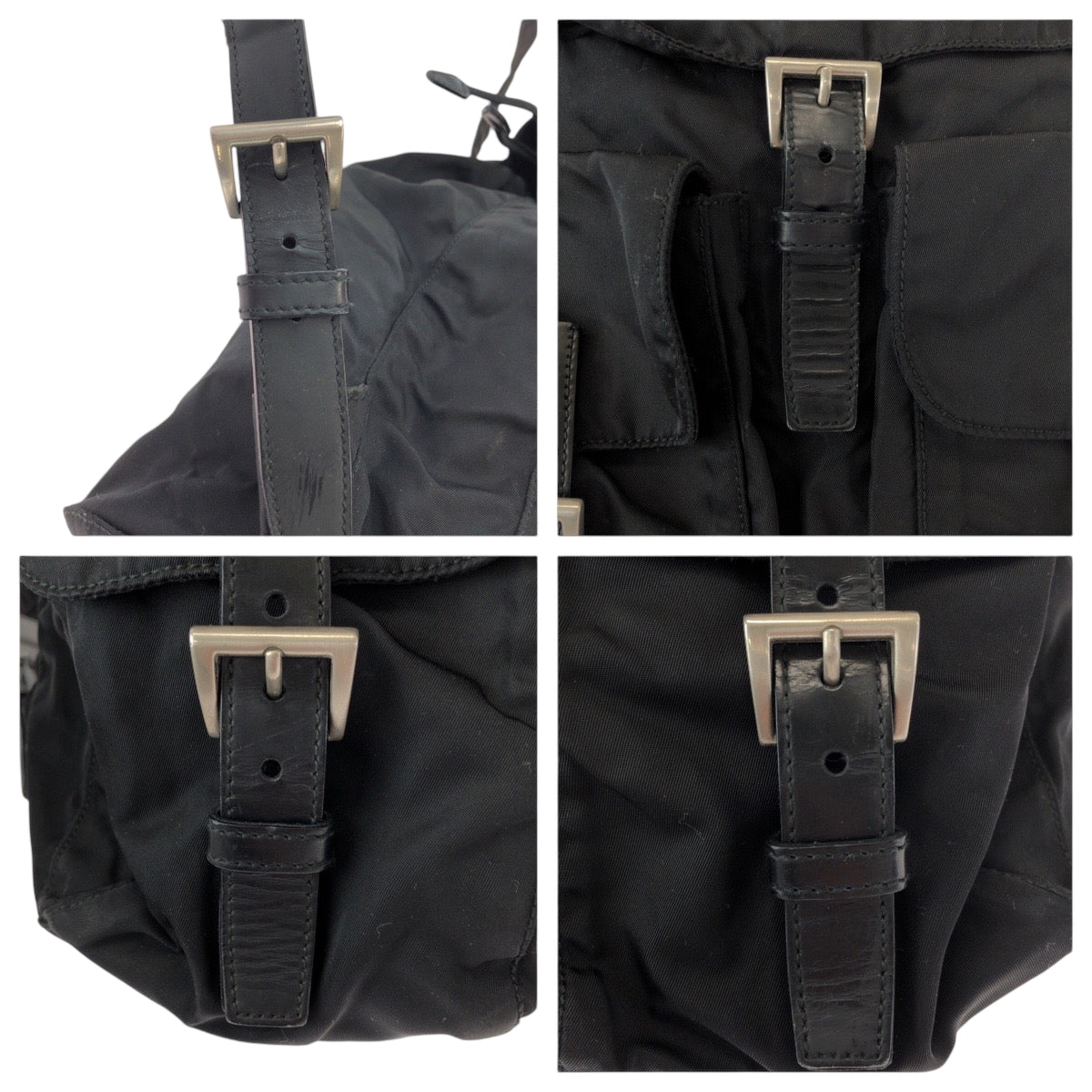 15150
PRADA プラダ テスート 三角ロゴプレート ブラック シルバー金具 ナイロン リュックサック バックパック  レディース