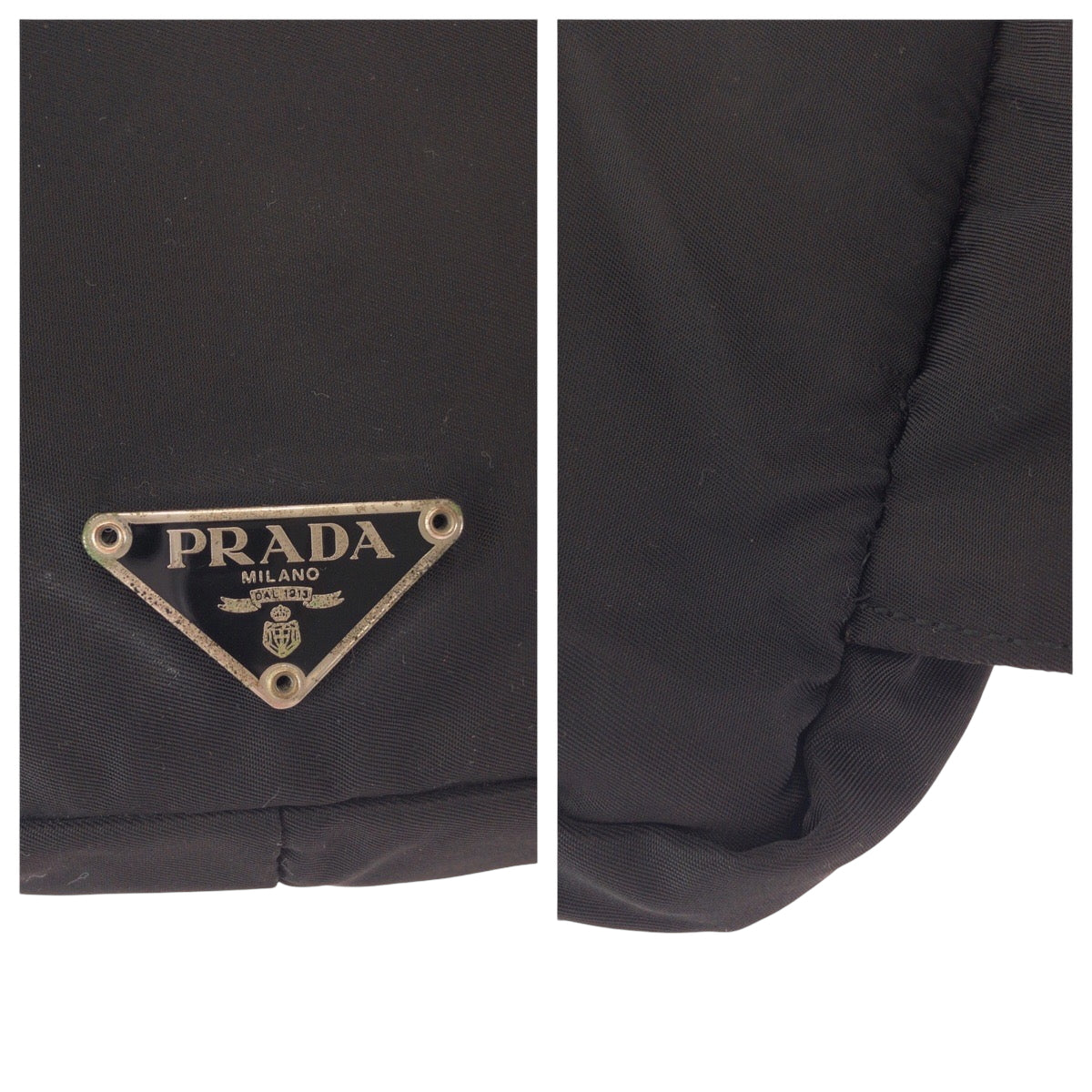 15151
PRADA プラダ テスート 三角ロゴプレート ブラック 黒 シルバー金具 ナイロン ボディバッグ ウエストポーチ バムバッグ  レディース