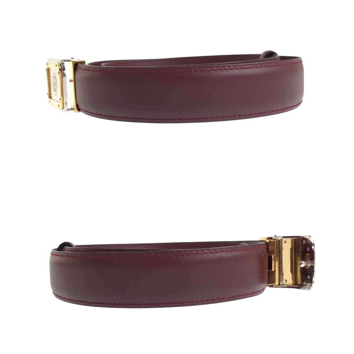 15154
CARTIER カルティエ サントス マストライン ボルドー ゴールド金具 レザー ベルト バックル  メンズ