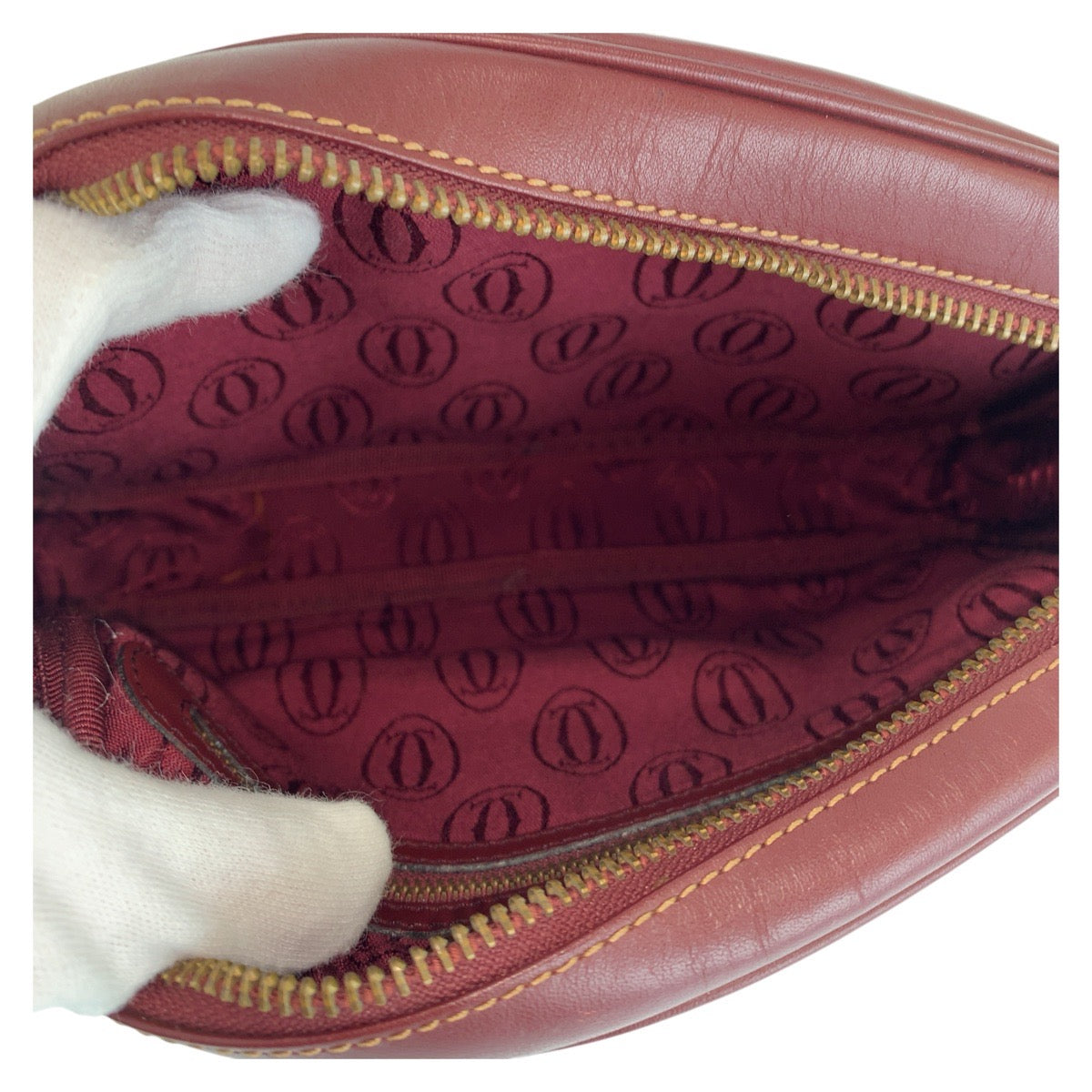 18022
CARTIER カルティエ マストライン ボルドー ゴールド金具 レザー ショルダーバッグ ポシェット  レディース ABP29