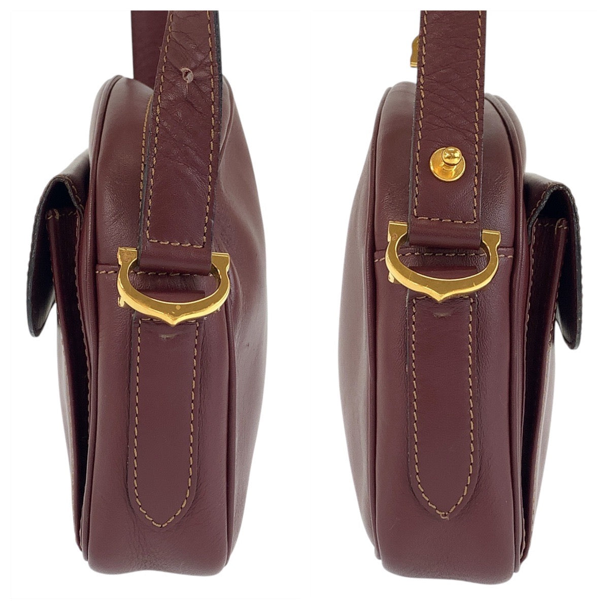 15157
CARTIER カルティエ マストライン ボルドー ゴールド金具 レザー ショルダーバッグ ポシェット  レディース