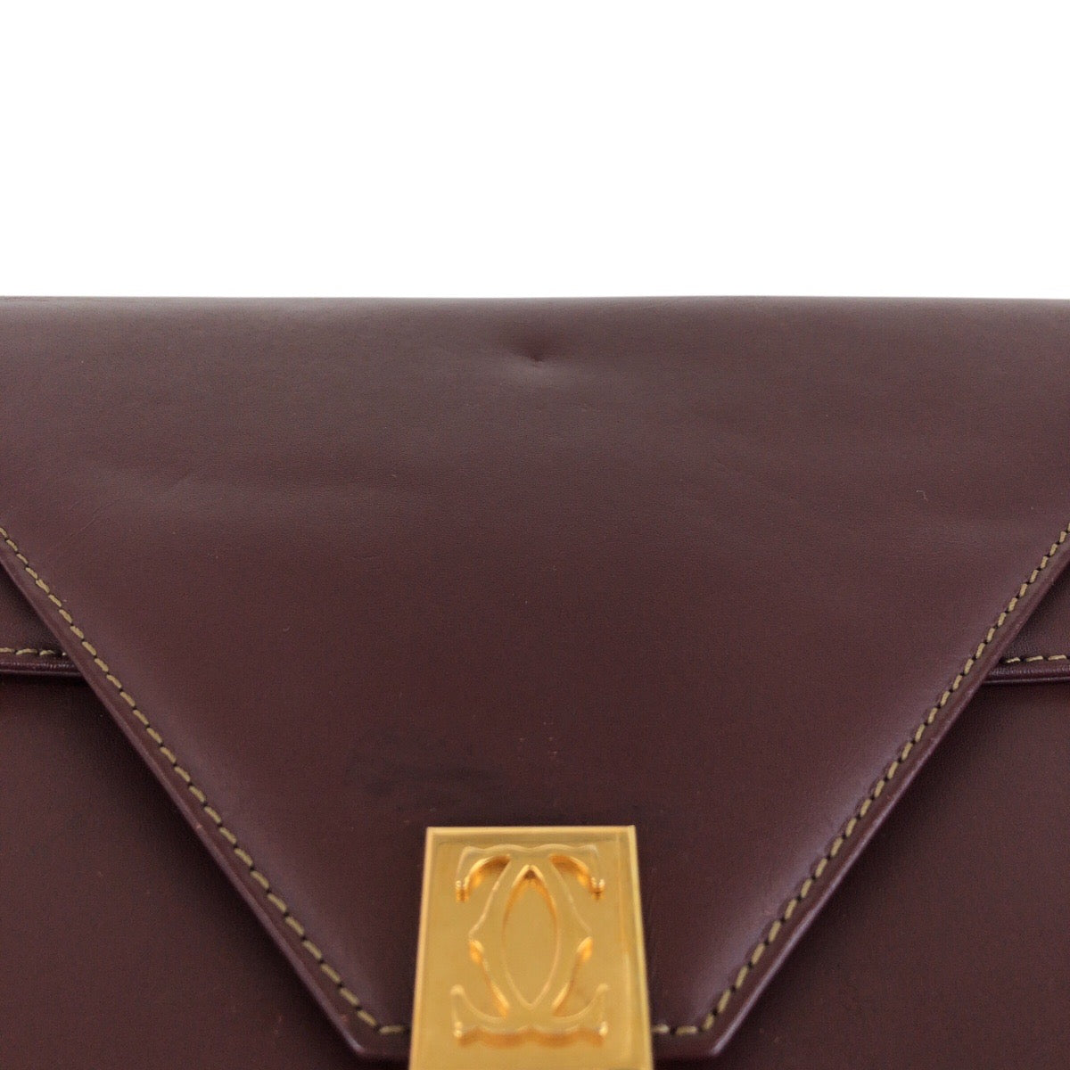 15159
CARTIER カルティエ マストライン ワインレッド ボルドー ゴールド金具 レザー ショルダーバッグ ポシェット  レディース