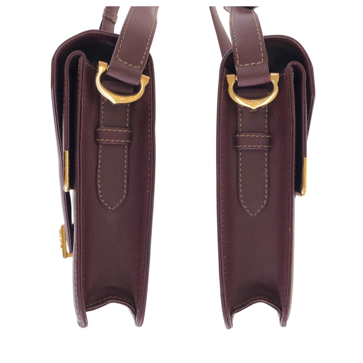 15159
CARTIER カルティエ マストライン ワインレッド ボルドー ゴールド金具 レザー ショルダーバッグ ポシェット  レディース