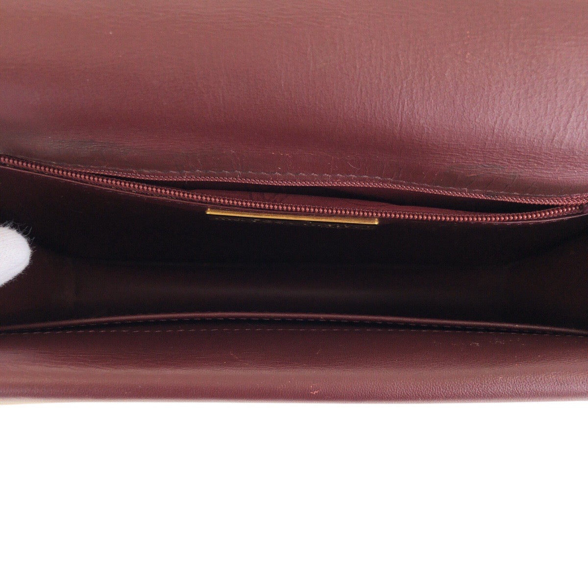 15159
CARTIER カルティエ マストライン ワインレッド ボルドー ゴールド金具 レザー ショルダーバッグ ポシェット  レディース