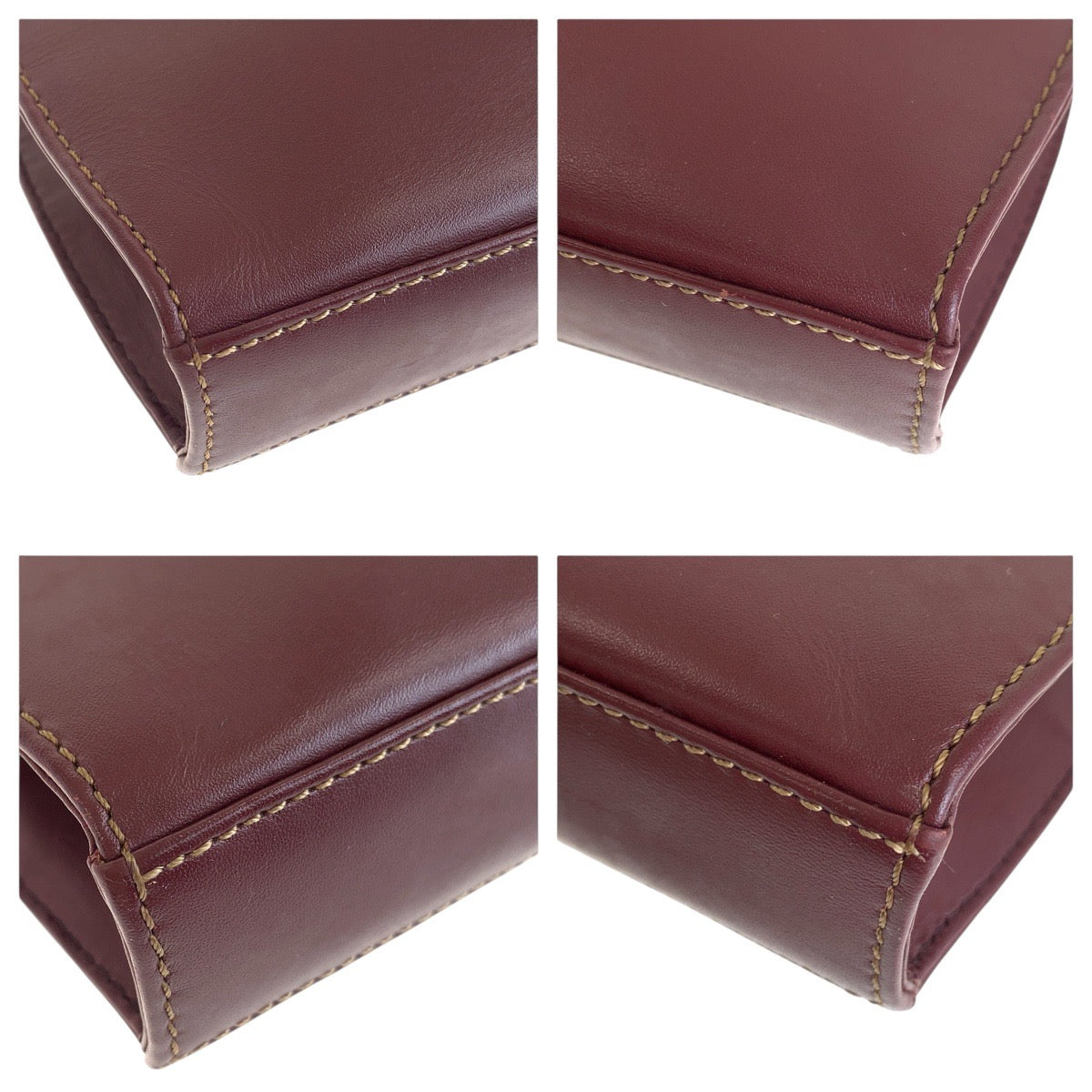 15160
CARTIER カルティエ ヴィンテージ マストライン ワインレッド ボルドー ゴールド金具 レザー ショルダーバッグ ポシェット  レディース