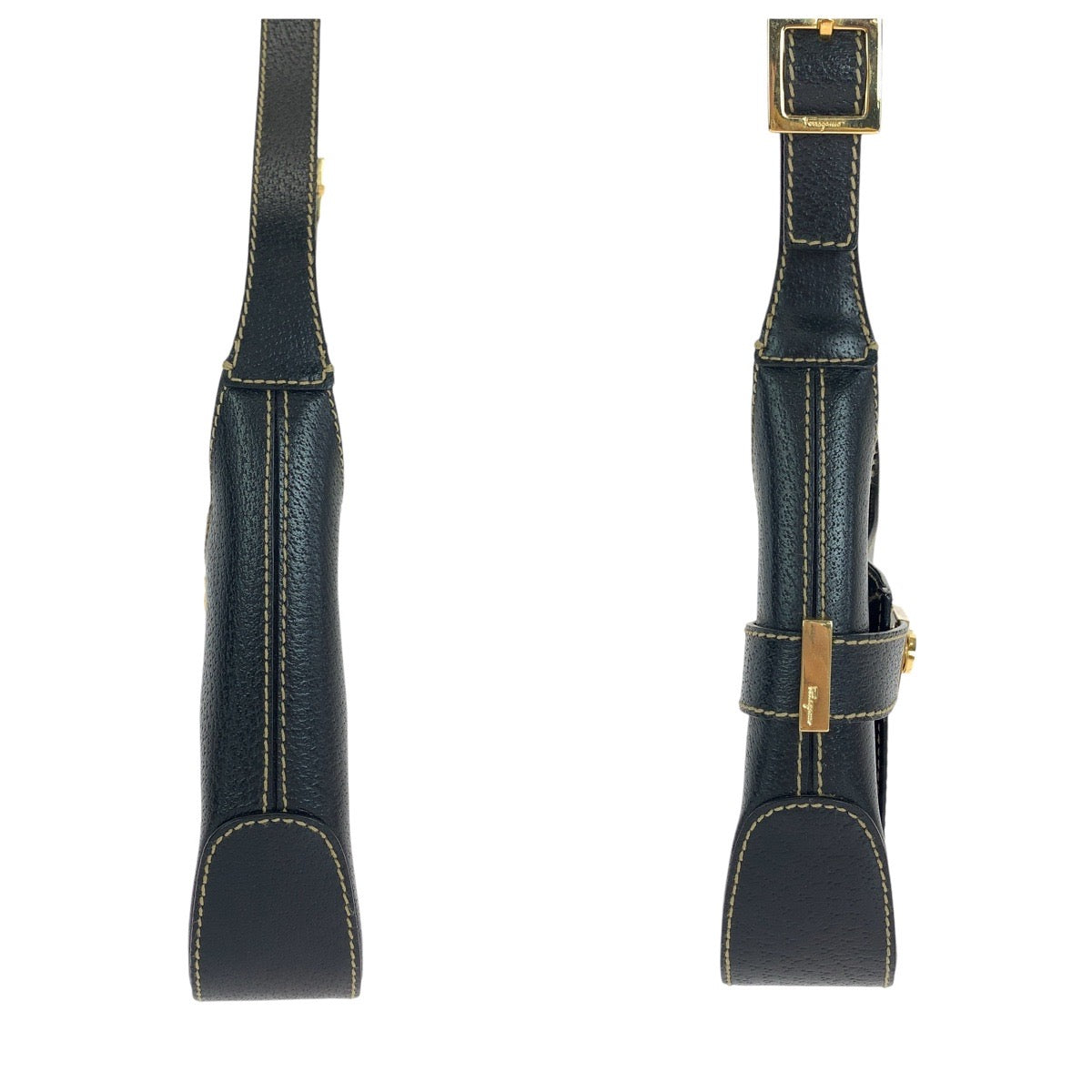 15169
Salvatore Ferragamo サルヴァトーレフェラガモ ガンチーニ ブラック 黒 ゴールド金具 レザー ショルダーバッグ  レディース