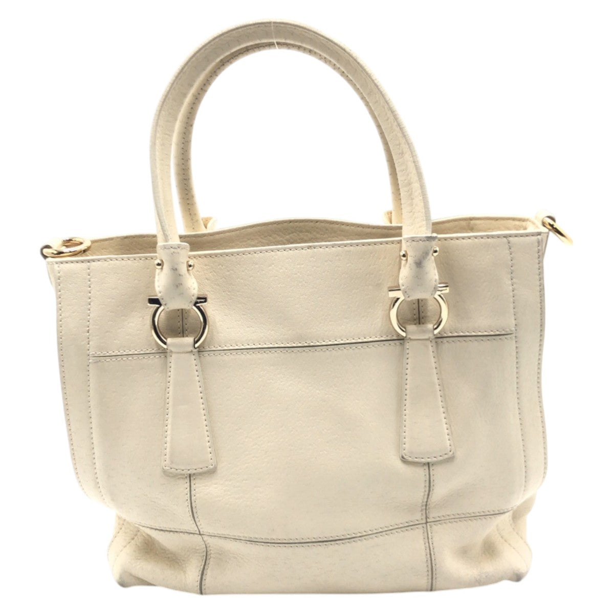 15171
Salvatore Ferragamo サルヴァトーレフェラガモ ベージュ レザー EY21 トートバッグ ハンドバッグ  レディース AB14