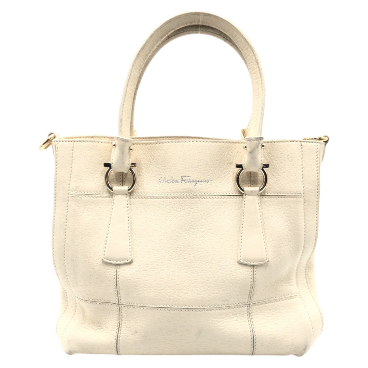 15171
Salvatore Ferragamo サルヴァトーレフェラガモ ベージュ レザー EY21 トートバッグ ハンドバッグ  レディース AB14