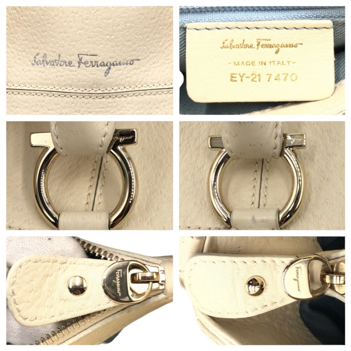 15171
Salvatore Ferragamo サルヴァトーレフェラガモ ベージュ レザー EY21 トートバッグ ハンドバッグ  レディース AB14