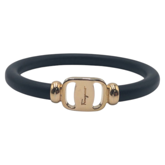 15173
Salvatore Ferragamo サルヴァトーレフェラガモ ブラック 黒 ゴールド プラスチック / メタル ブレスレット バングル  レディース