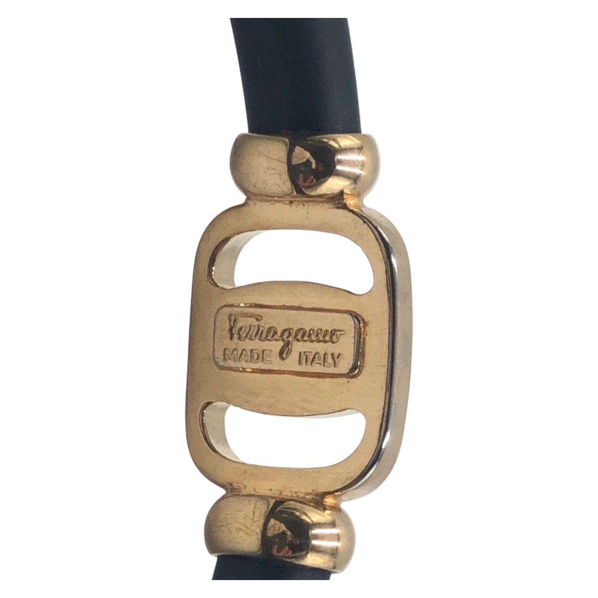 15173
Salvatore Ferragamo サルヴァトーレフェラガモ ブラック 黒 ゴールド プラスチック / メタル ブレスレット バングル  レディース