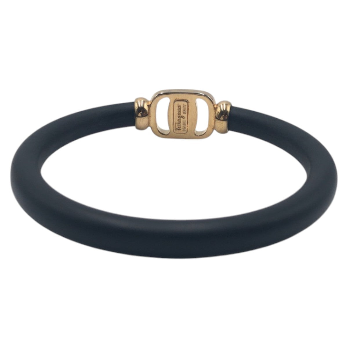 15173
Salvatore Ferragamo サルヴァトーレフェラガモ ブラック 黒 ゴールド プラスチック / メタル ブレスレット バングル  レディース