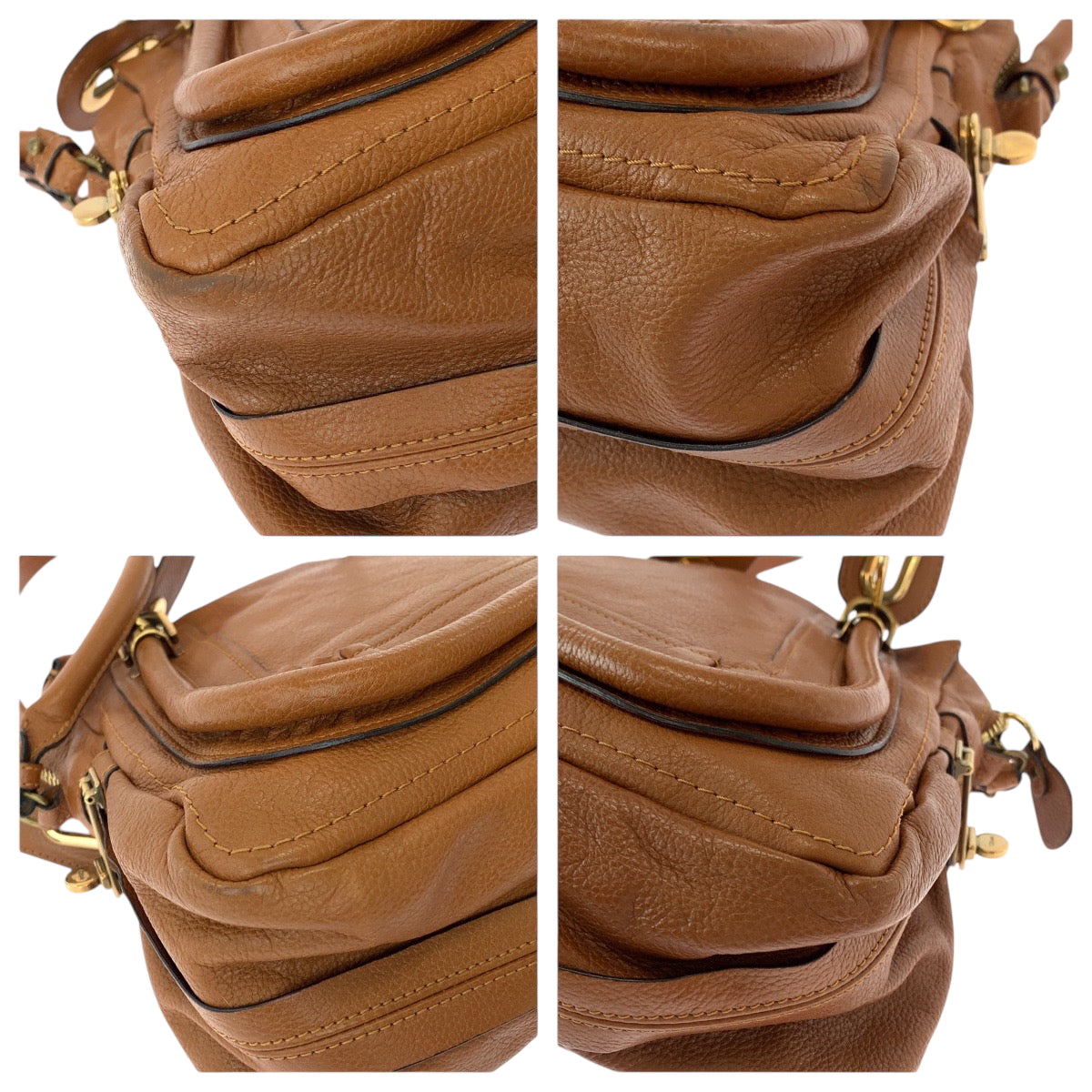 15175
Chloe クロエ パラティ ブラウン ゴールド金具 レザー ショルダーバッグ ハンドバッグ  2way  レディース