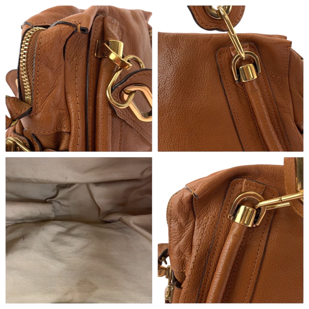 15175
Chloe クロエ パラティ ブラウン ゴールド金具 レザー ショルダーバッグ ハンドバッグ  2way  レディース