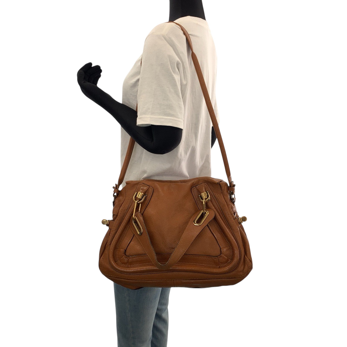 15175
Chloe クロエ パラティ ブラウン ゴールド金具 レザー ショルダーバッグ ハンドバッグ  2way  レディース