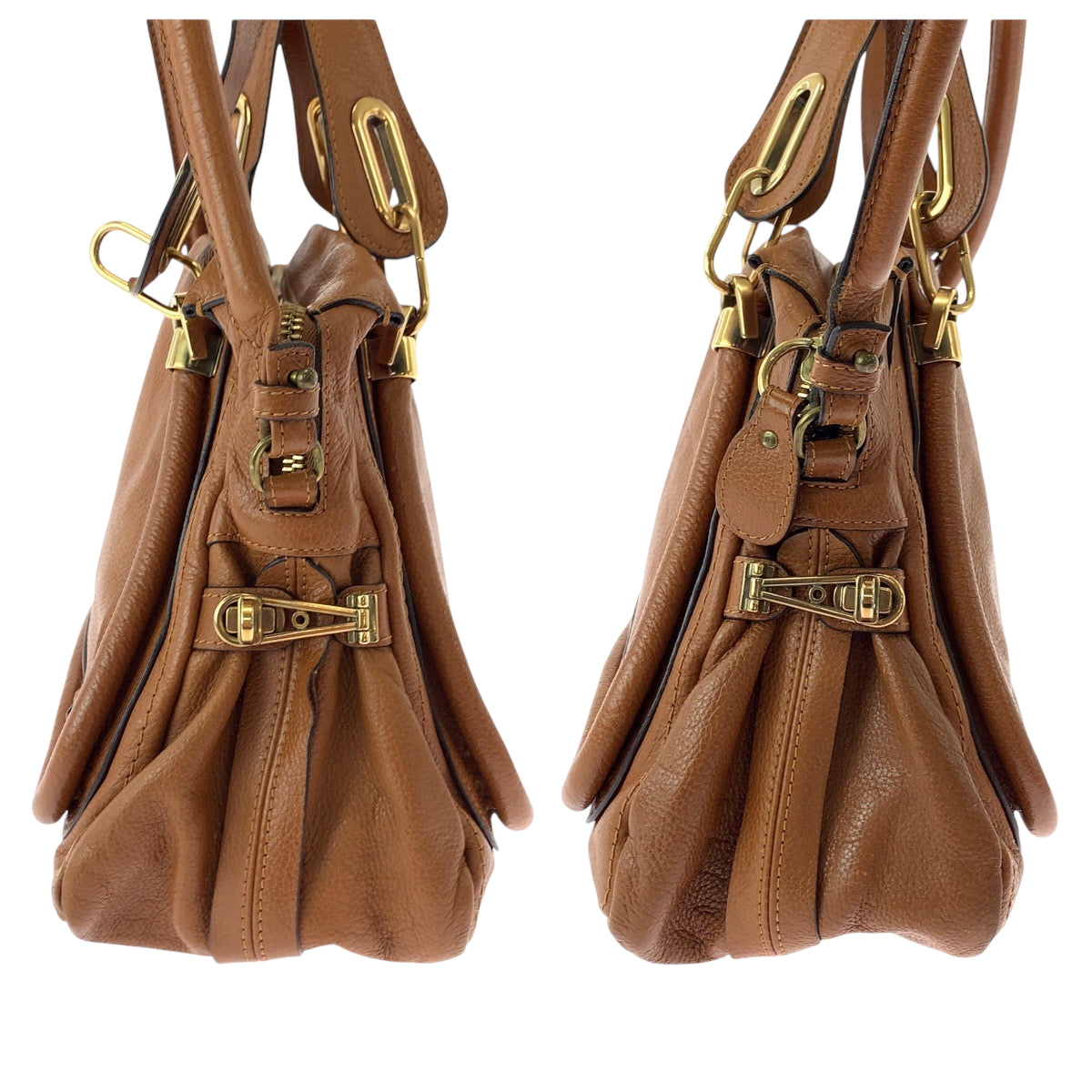 15175
Chloe クロエ パラティ ブラウン ゴールド金具 レザー ショルダーバッグ ハンドバッグ  2way  レディース