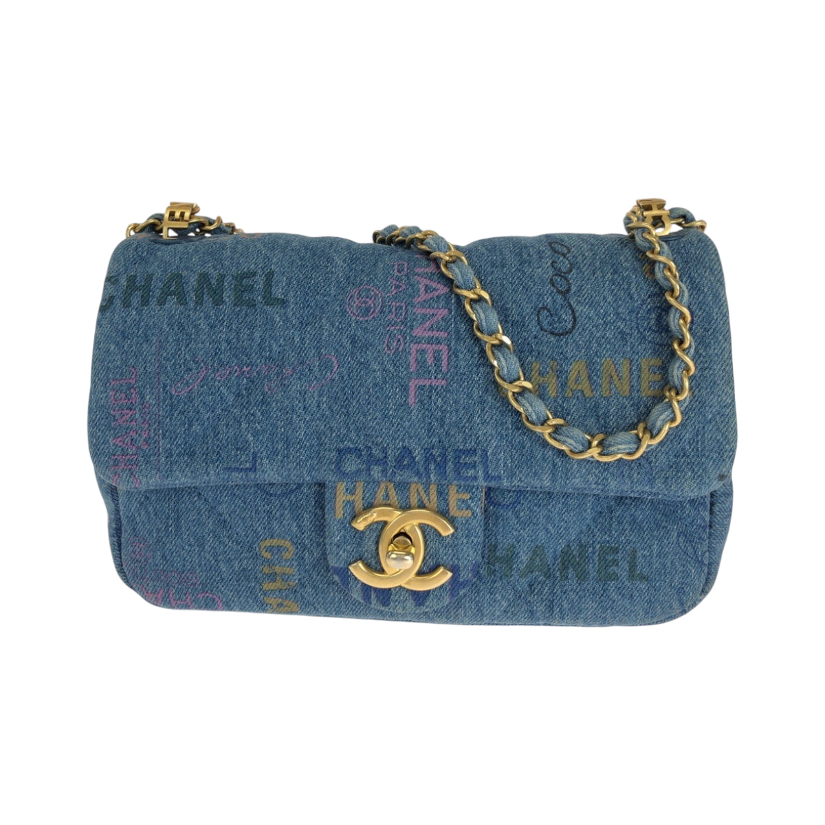 15176
CHANEL シャネル マトラッセ スモールフラップ ココマーク ターンロック デニム ブルー ゴールド金具 コットン チェーンショルダーバッグ 斜め掛け  レディース