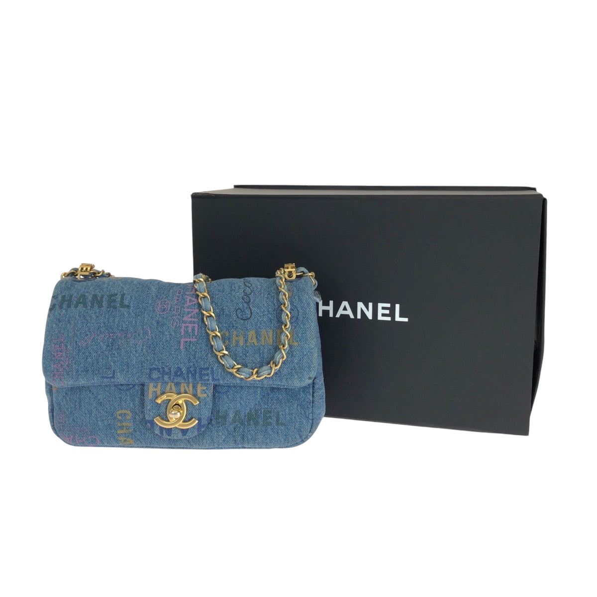 15176
CHANEL シャネル マトラッセ スモールフラップ ココマーク ターンロック デニム ブルー ゴールド金具 コットン チェーンショルダーバッグ 斜め掛け  レディース