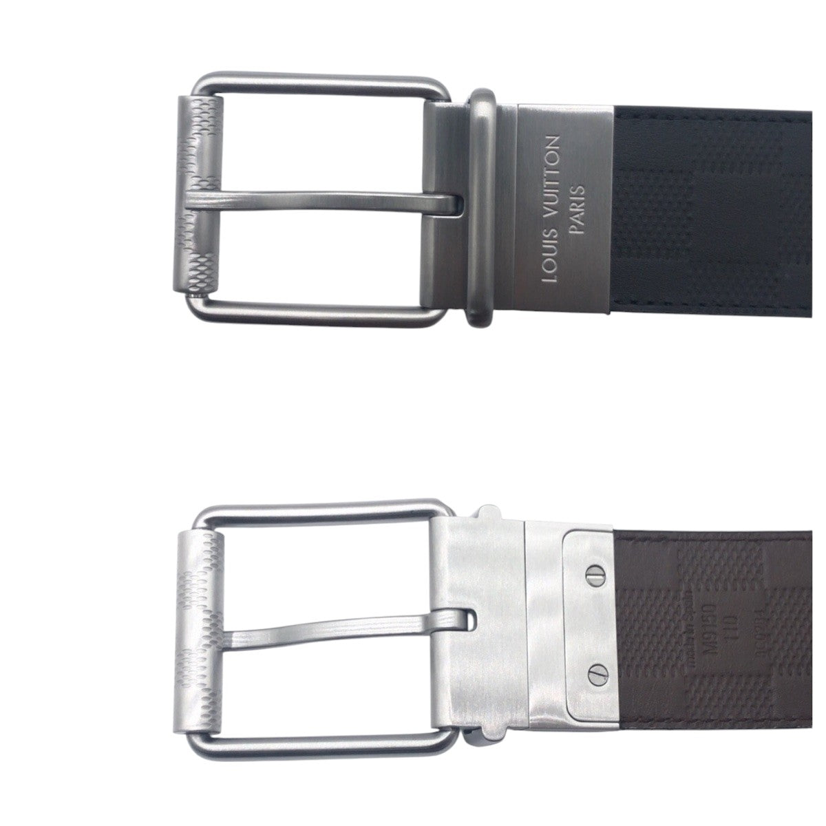 15178
LOUIS VUITTON ルイヴィトン ダミエアンフィニ ブラック ブラウン サテンシルバー レザー M9150T 110 ベルト  メンズ