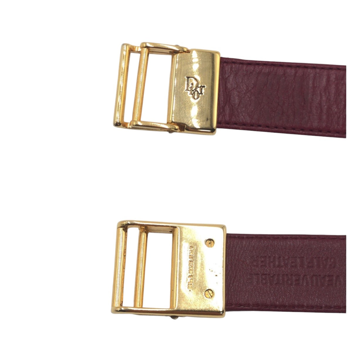 15180
Christian Dior クリスチャンディオール ヴィンテージ レッド ゴールド レザー D9306 ベルト  レディース
