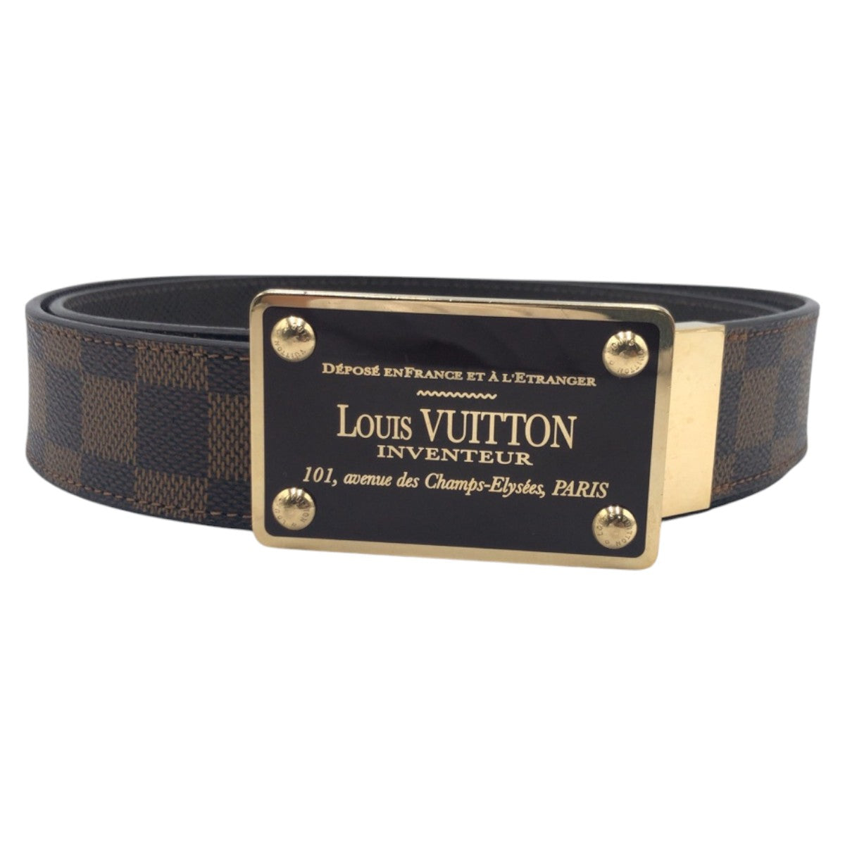 15182
LOUIS VUITTON ルイヴィトン ダミエ サンチュール アンヴァントゥール ブラウン ゴールド PVC M9677 ベルト  メンズ