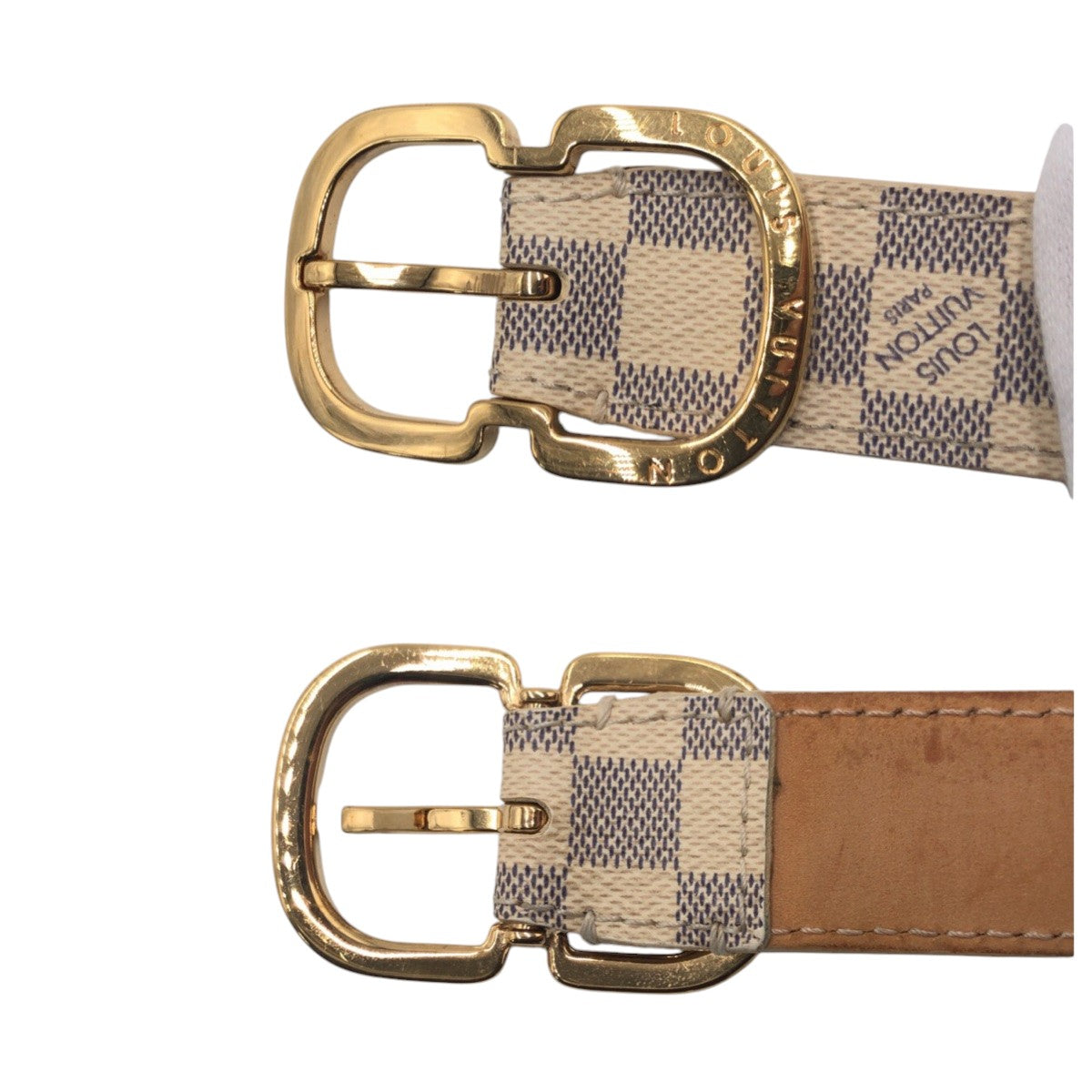 15183
LOUIS VUITTON ルイヴィトン ダミエアズール サンチュールミニ ベージュ ゴールド PVC M9782 ベルト  レディース
