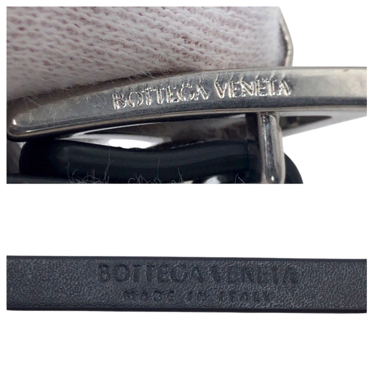 15185
BOTTEGAVENETA ボッテガヴェネタ トライアングル ブラック 黒 シルバー レザー ベルト 男女兼用  レディース