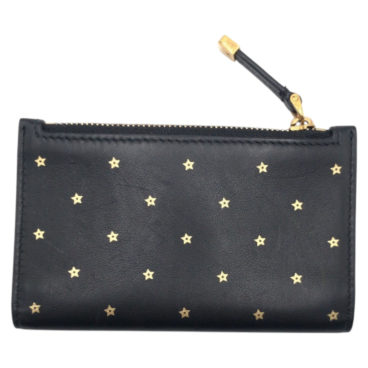 15194
 Christian Dior Stars Collection Black Leather 03-MA 1117 Card Case Pass Case Business Card Case Fragment Case Women's