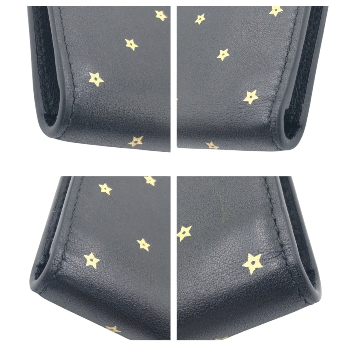 15194
 Christian Dior Stars Collection Black Leather 03-MA 1117 Card Case Pass Case Business Card Case Fragment Case Women's