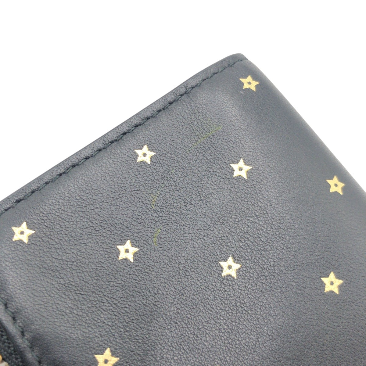 15194
 Christian Dior Stars Collection Black Leather 03-MA 1117 Card Case Pass Case Business Card Case Fragment Case Women's