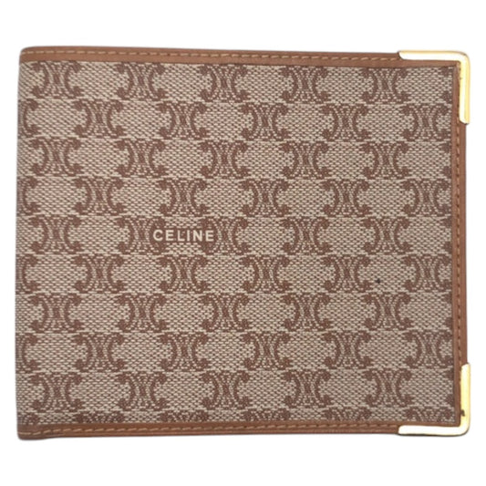 15195
CELINE セリーヌ マカダム ブラウン PVC M07 折財布 コンパクトウォレット  レディース