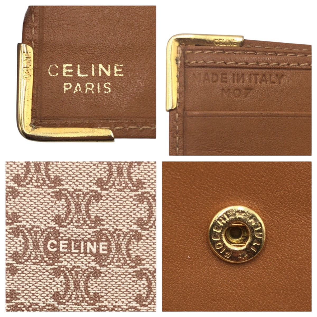 15195
CELINE セリーヌ マカダム ブラウン PVC M07 折財布 コンパクトウォレット  レディース